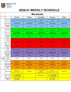 Macalester Class Schedule - Unity Preparatory Charter School of Brooklyn