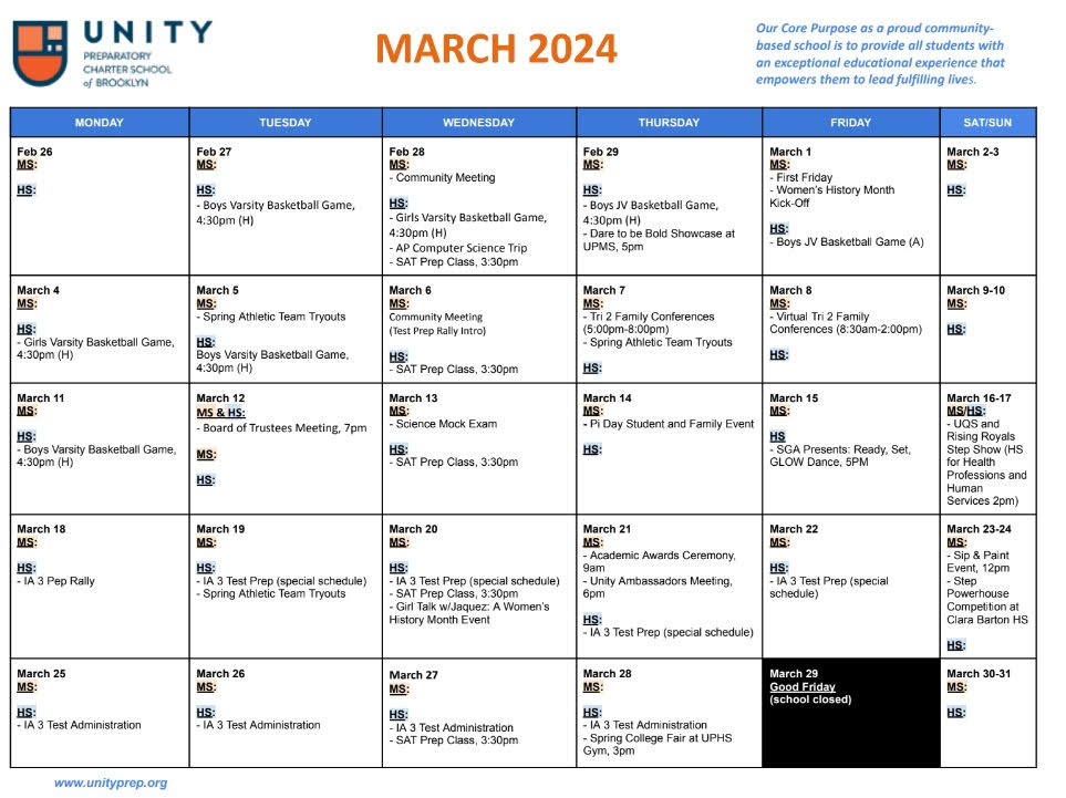 The Unity Scoop - March 17 - Unity Preparatory Charter School of Brooklyn The Unity Scoop - March 17 - Unity Preparatory Charter School of Brooklyn