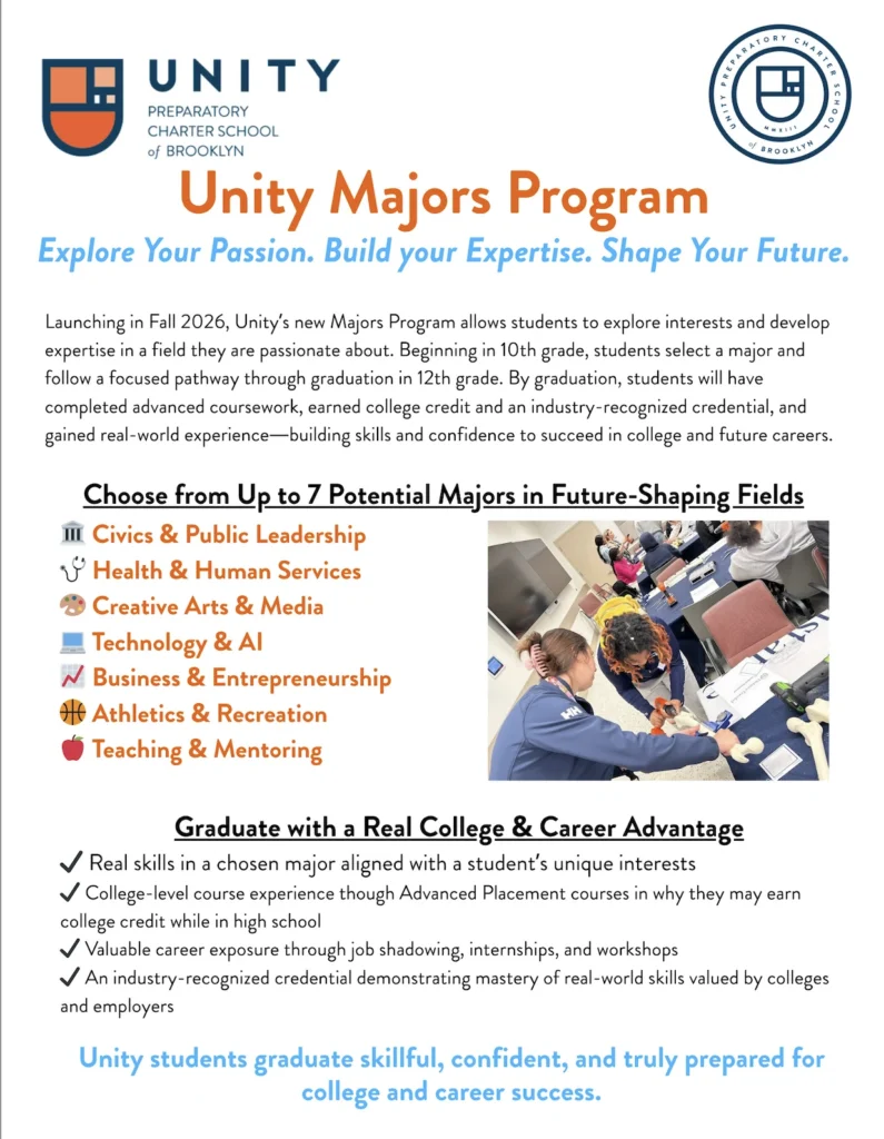 Unity Majors: seven college and career pathways